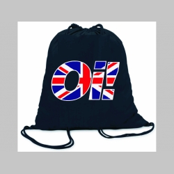 British Oi! ľahké sťahovacie vrecko ( batôžtek / vak ) s čiernou šnúrkou, 100% bavlna 100 g/m2, rozmery cca. 37 x 41 cm